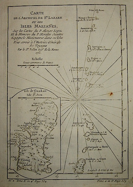 Bellin Jacques-Nicolas (1703-1772) Carte de l'Archipel de St.Lazare ou Isles Marianes... 1752 Parigi 